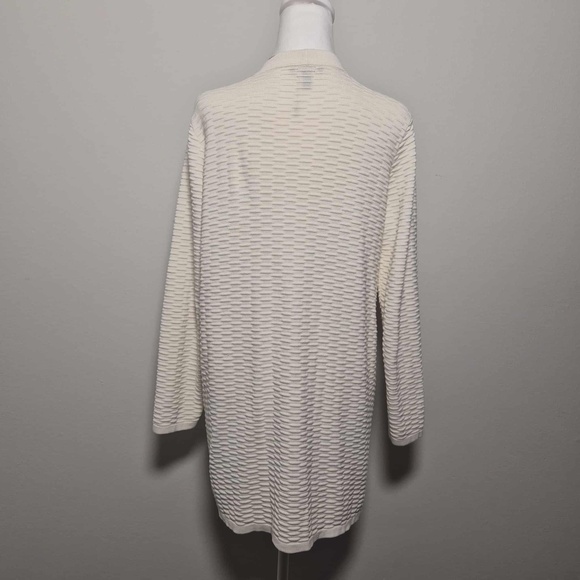 Eileen Fisher Textured Silk Blend Ivory Knit Costal Chic Open Cardigan MSRP $395 - Picture 6 of 13
